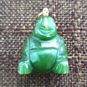 Vintage 45 Carats Genuine Canadian Nephrite Jade Happy Buddha Pendant